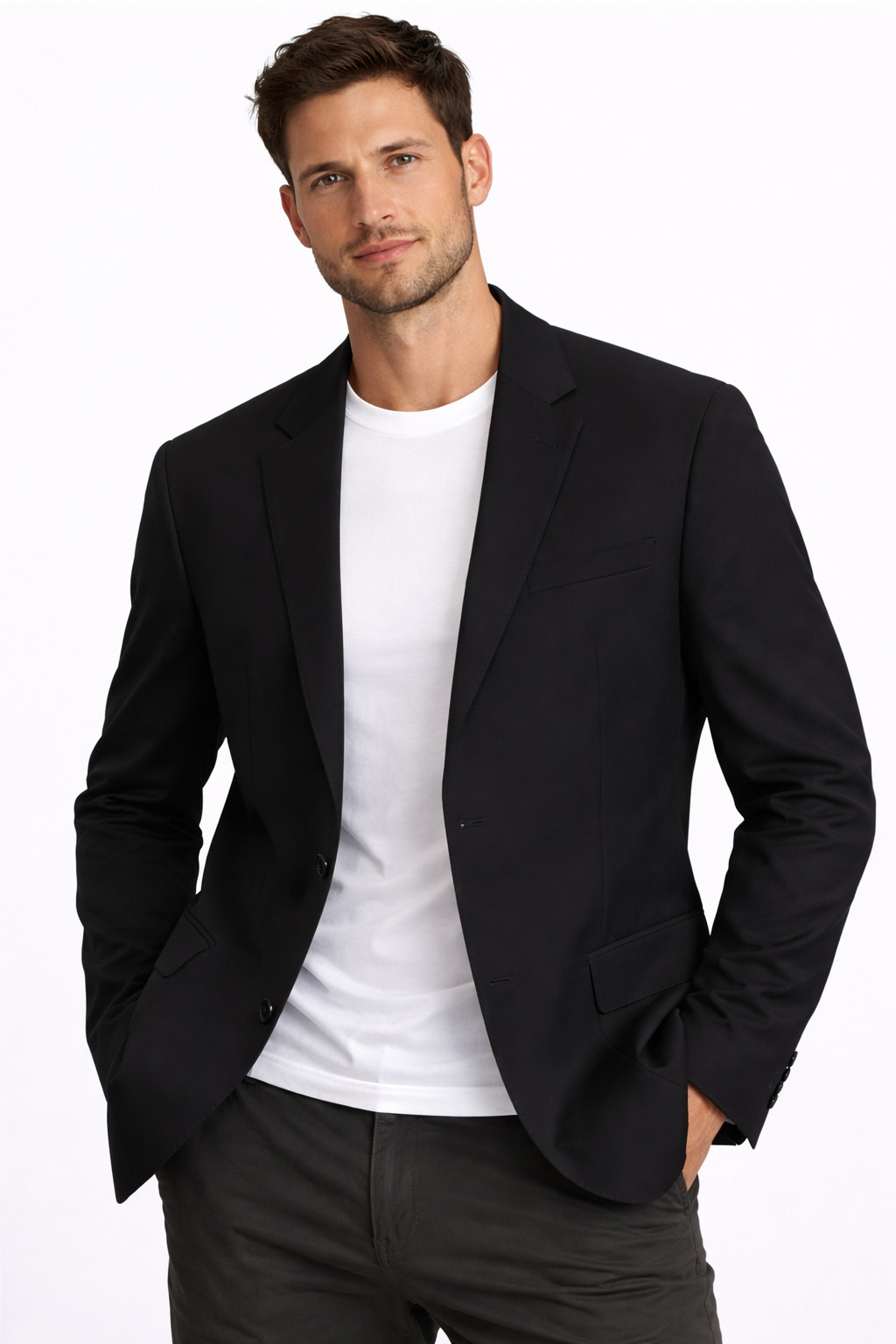 Alfani Men's Sports  Coat Jacket Blazer New S M L XL XXL Black 2 Button Stretch