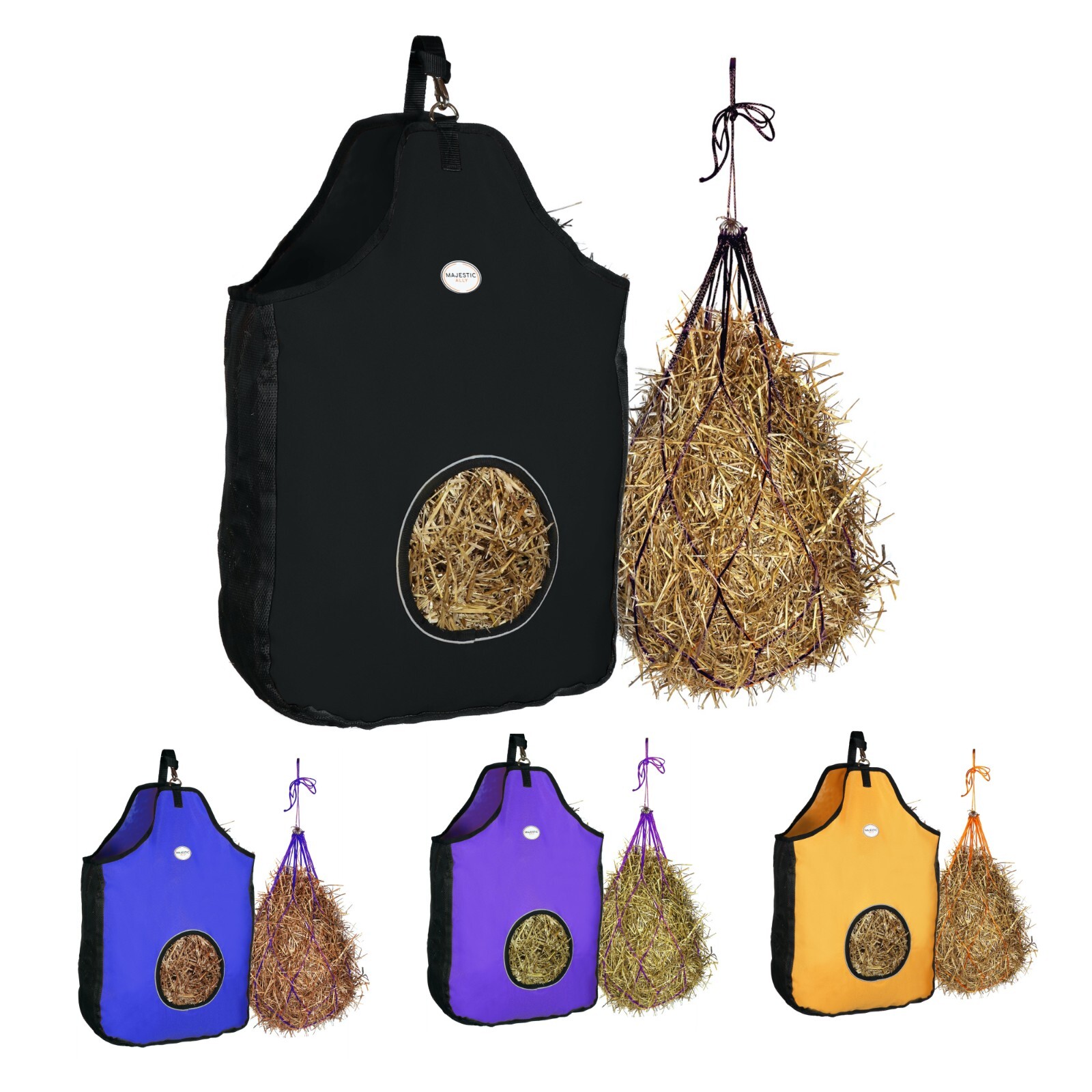 Majestic Ally 1200 D Hay Feeder Tote Bag for Horse, Sheep come with 36" Hay Net