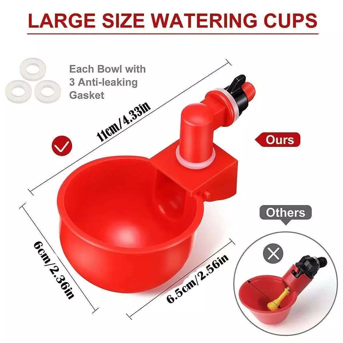 12 PCS Chicken Automatic Watering Cups Poultry Drinker Waterer Duck Quail Hen