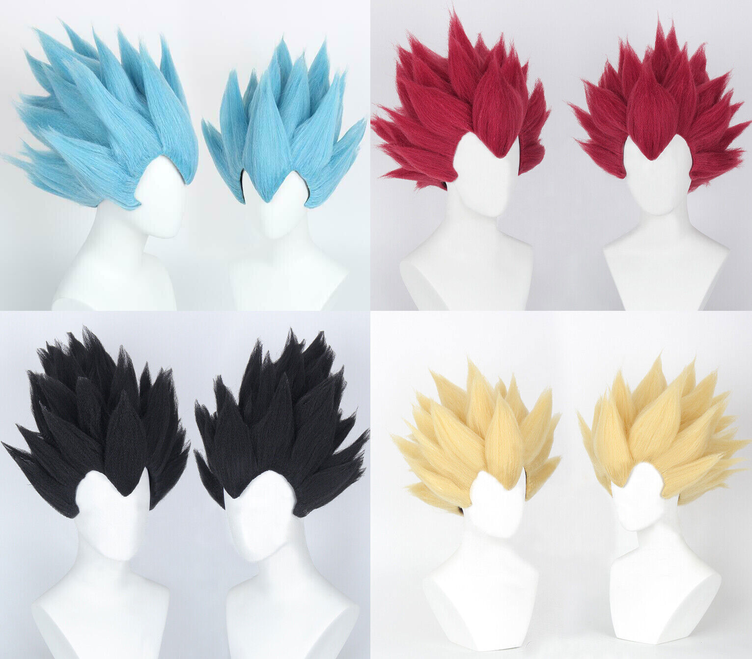 Dragon Ball Vegeta Goku Super Saiyan Hair Blau Blue Wig Cosplay Halloween Prop