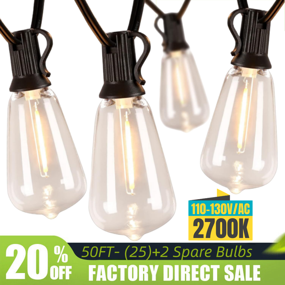 Outdoor String Lights, IP65 Waterproof Led Lights,Hanging for Backyard Garden