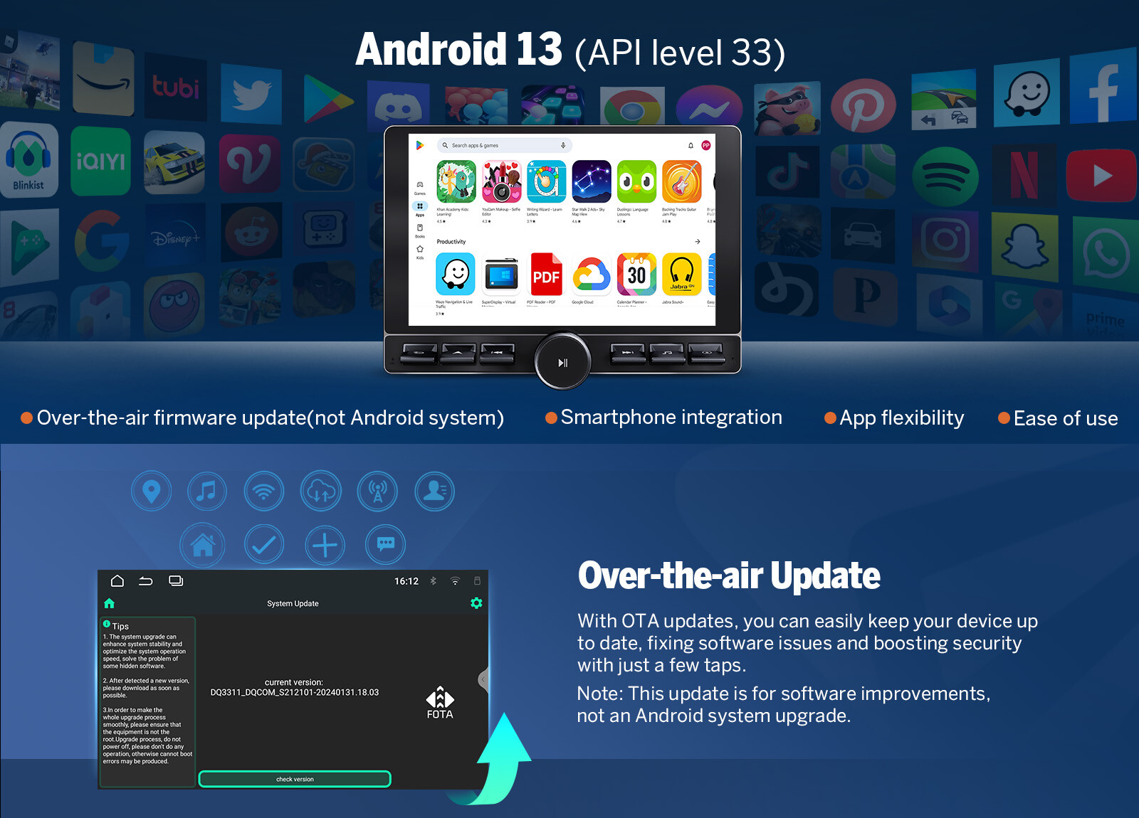 8+128GB Android 13 10.1" QLED Car Radio GPS Stereo CarPlay WiFi 4G LTE Head Unit