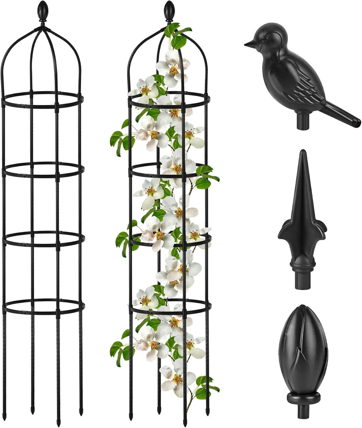 12"Wx69"H Metal Garden Obelisk Trellis Plant Support for Potted Climbing Flowers