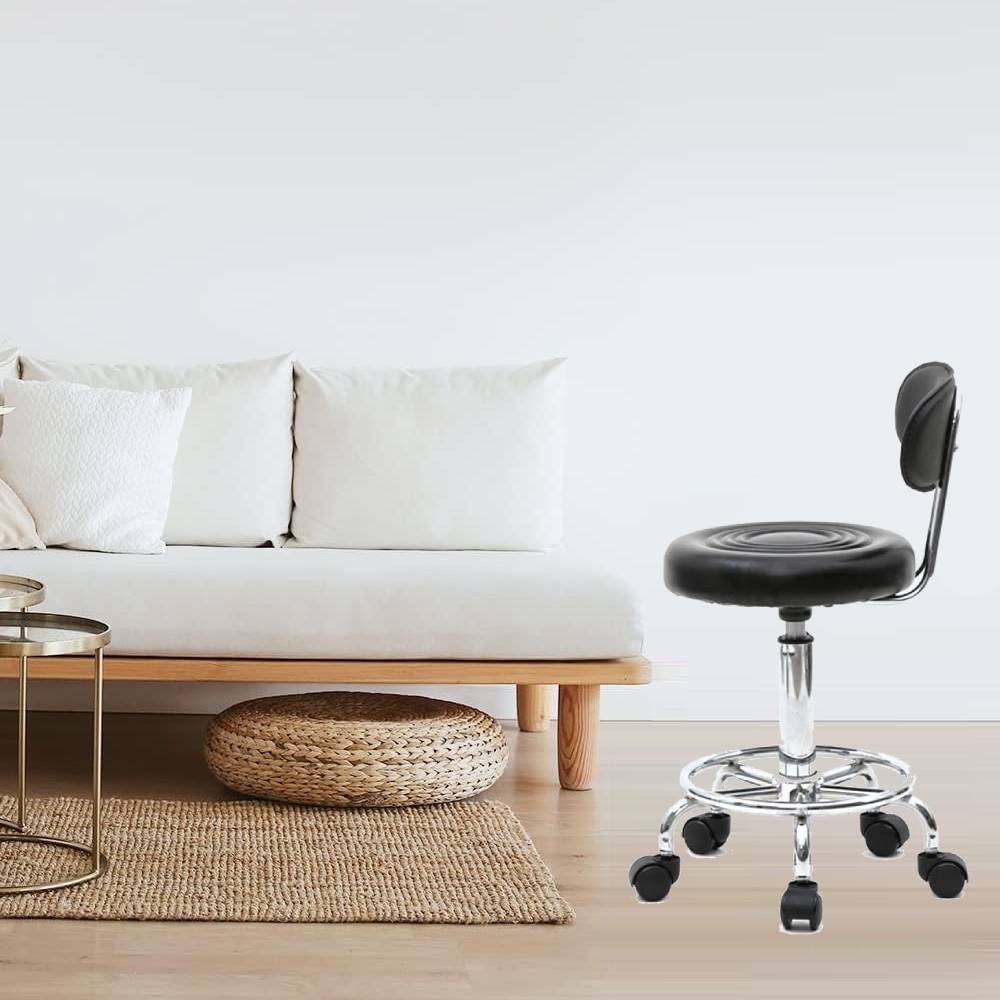 Rolling Garage Stool Adjustable Mechanic Work Shop Seat Salon Swivel Chair Black