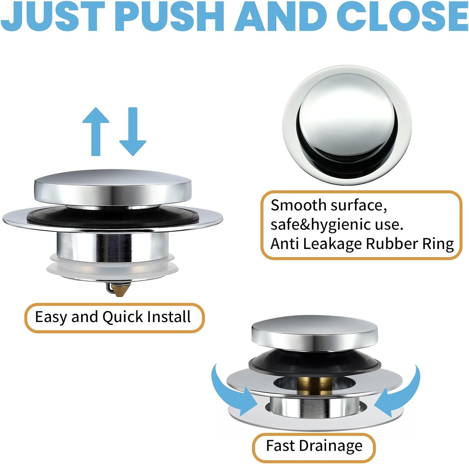 Universal Bathtub Drain Stopper,Bathroom Tub Drain Plug Pop Up,Replaces Bath Tuh