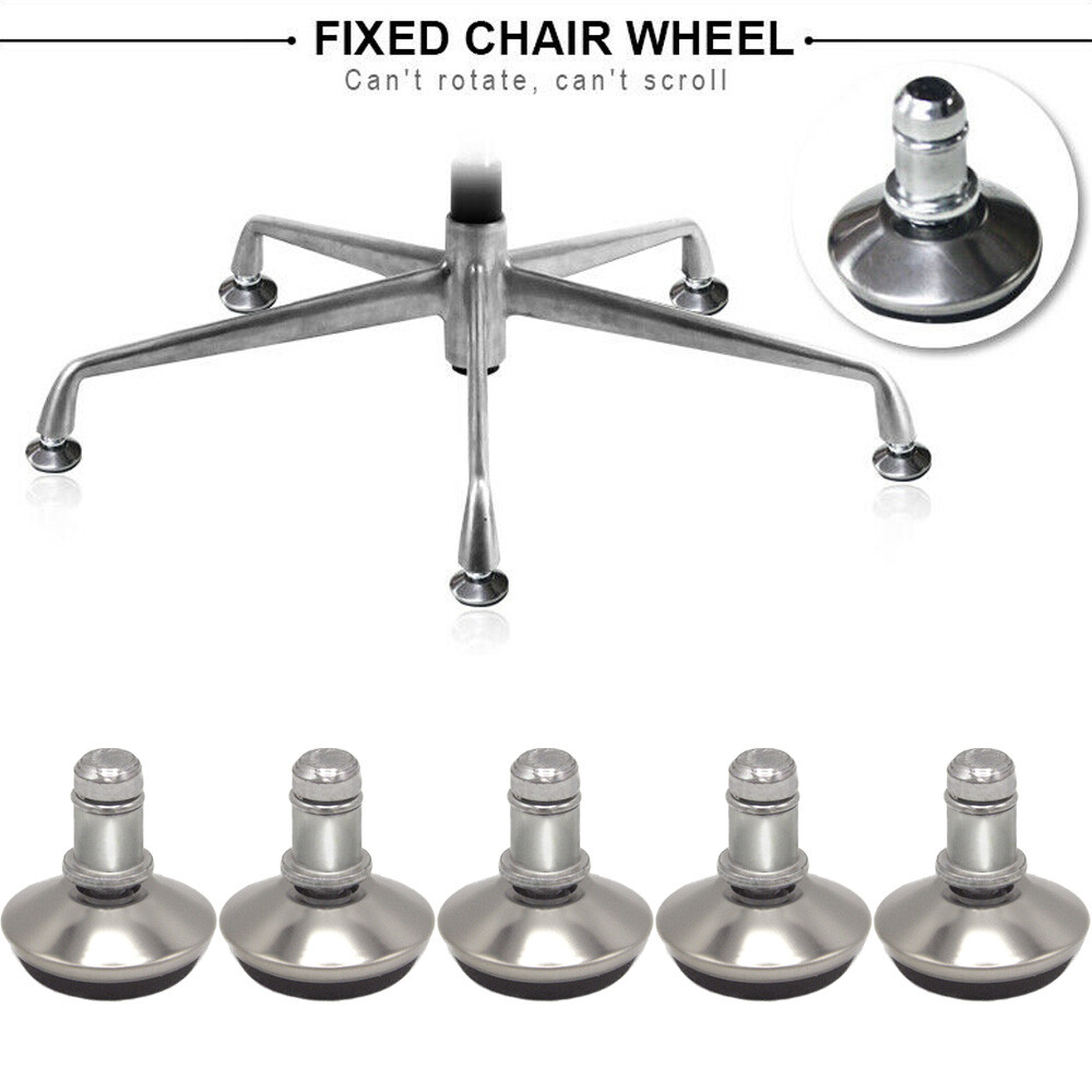 5PCS Office Chair Bell Glides Replacement Swivel Caster Wheels Fixed Castors