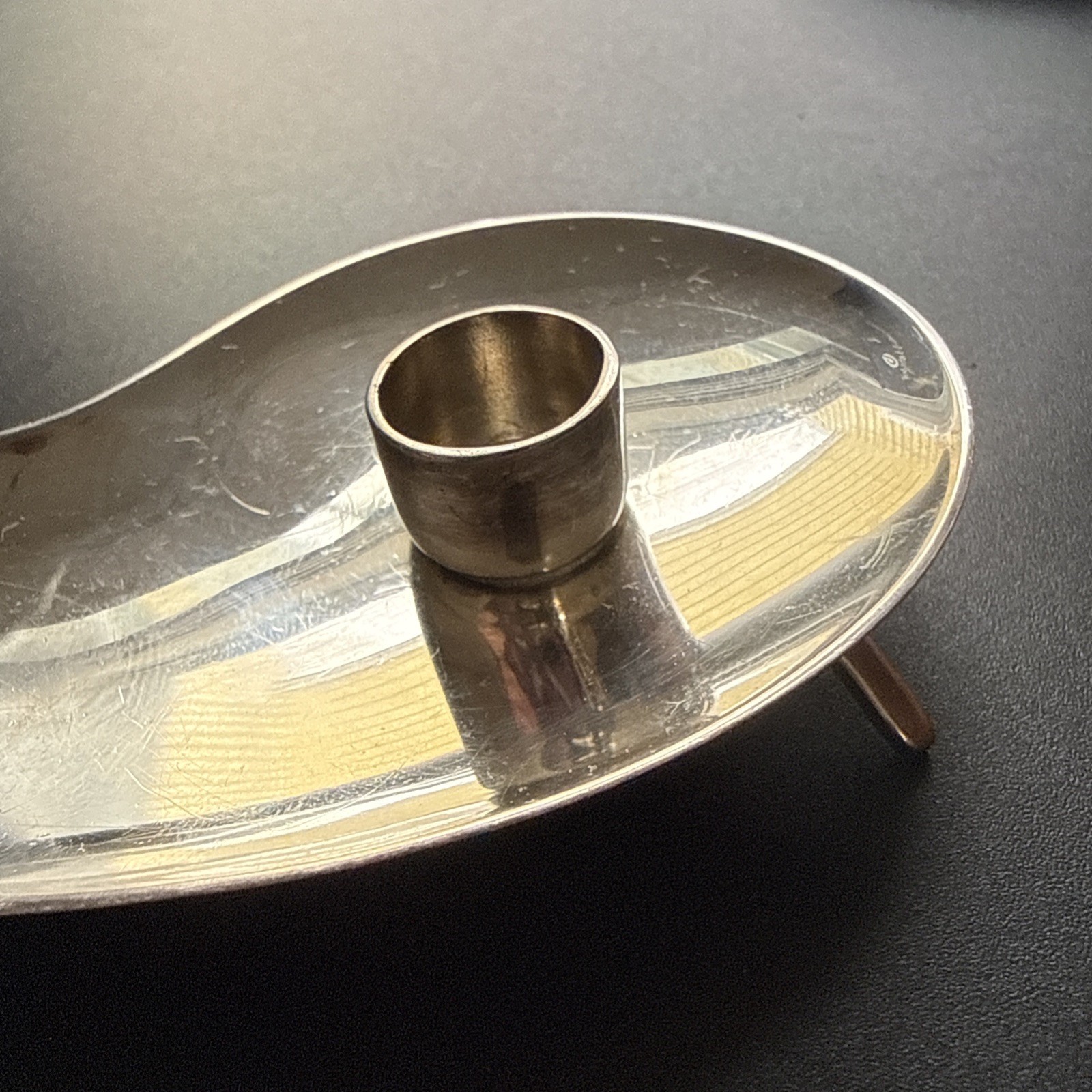 Mid Century Modern Sterling Silver Denmark Hugo Grun Candlestick Holders Pair