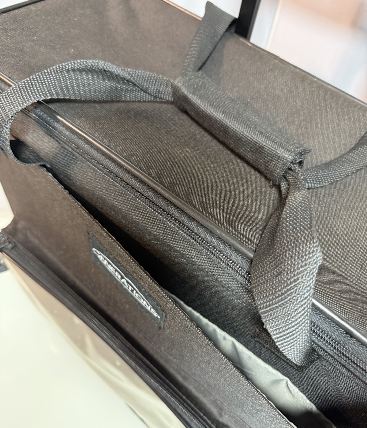 Generations Black Zippered Rolling Travel Sewing Bag Storage Case Tote 18.5x8x15