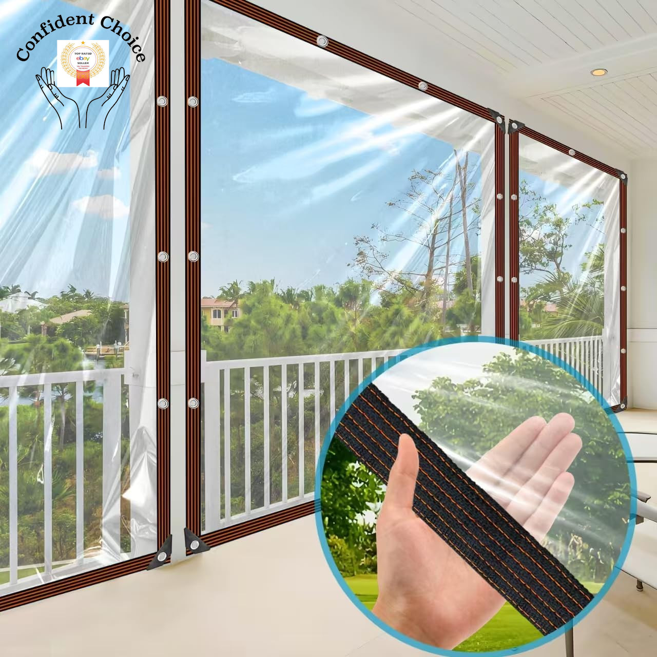 Clear Tarps Heavy Duty Waterproof - 8X10Ft Clear Plastic Tarp with Grommets Tran