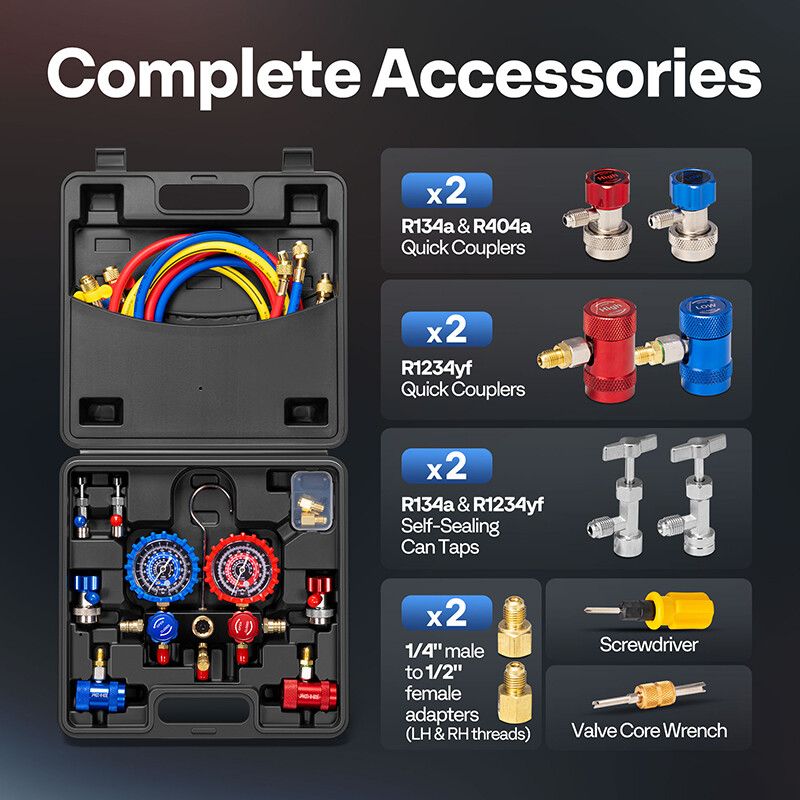 AC Manifold Gauge Set 3 Way For R1234yf R404a R134a Refrigeration Charging