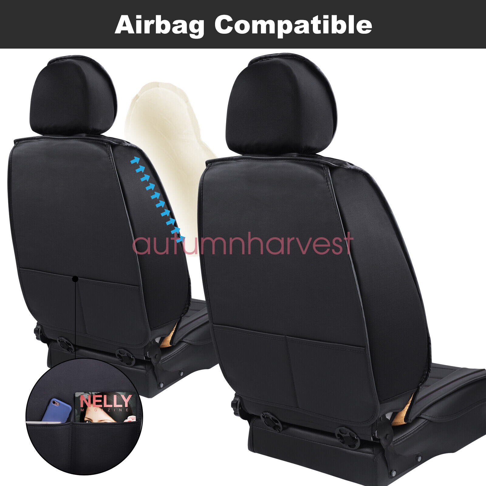 For Toyota Car Seat Cover Full Set Leather 5-Seats Front Rear Protector Cushion