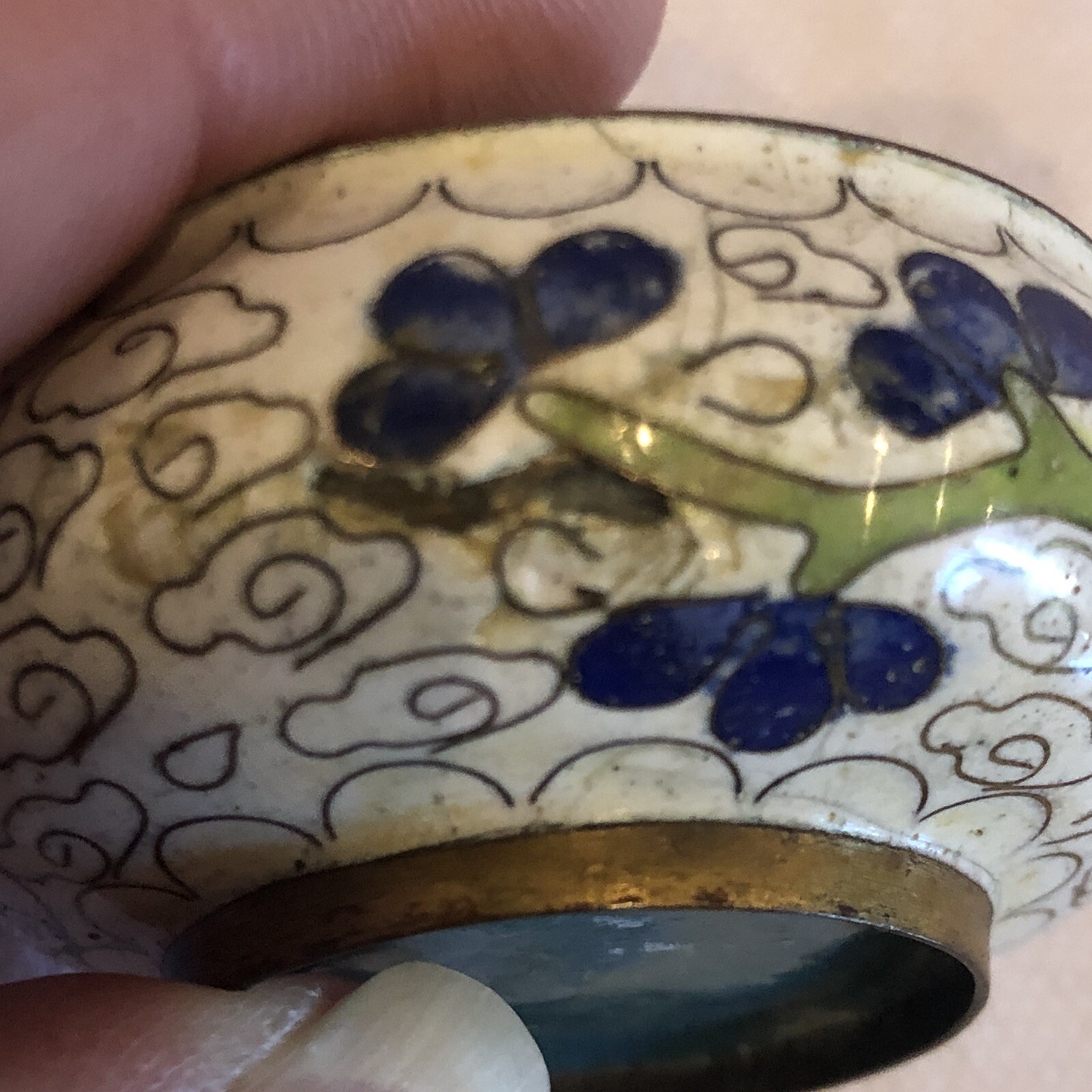 Antique Chinese Minature Cloisonne Floral Decor Incense Burner Hand Painted