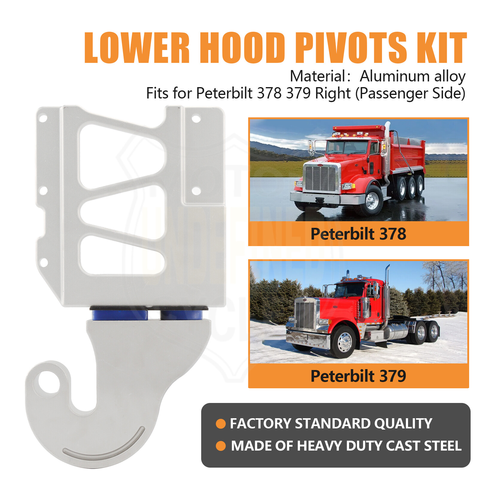 For Peterbilt 379 378 Engine Hood Hinge Pivot Bolt Kit Bushing Mount Bracket Kit