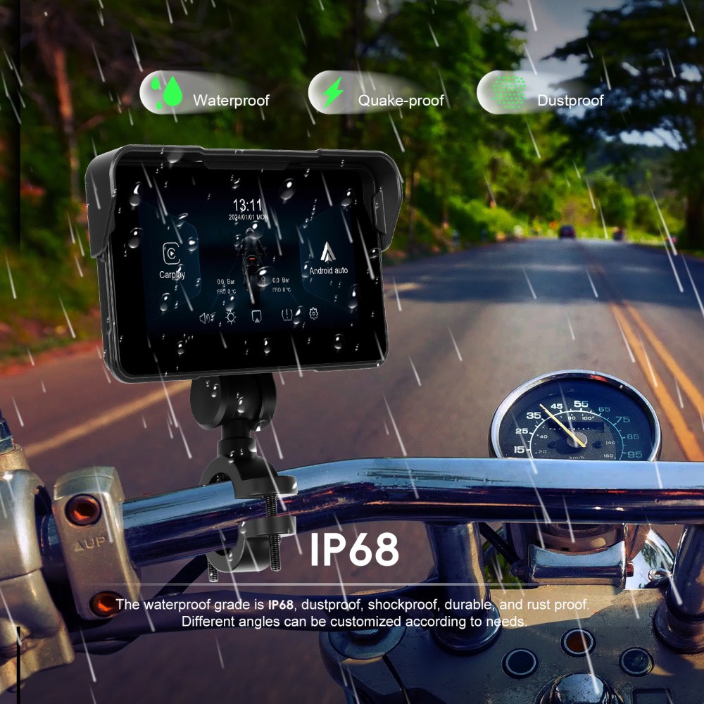 5" Motorcycle Portable Wireless Apple Carplay Android Auto Waterproof Car Stereo