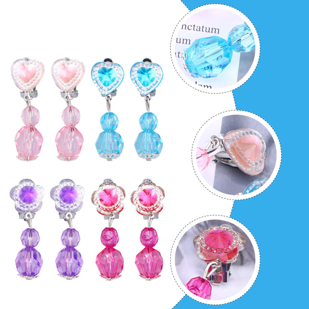 8 Pairs Girls Jewelry Toy Clip On Earrings for Girls Girls Birthday Party Favor