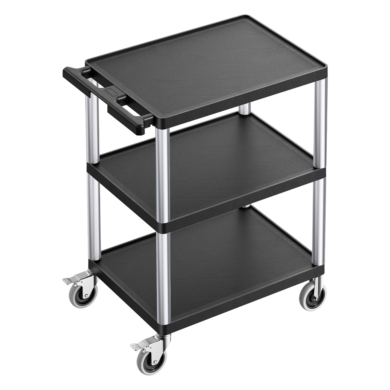 3-shelf Utility Cart 300 lbs 27.6 x 18.1-inch Service Cart with Wheels