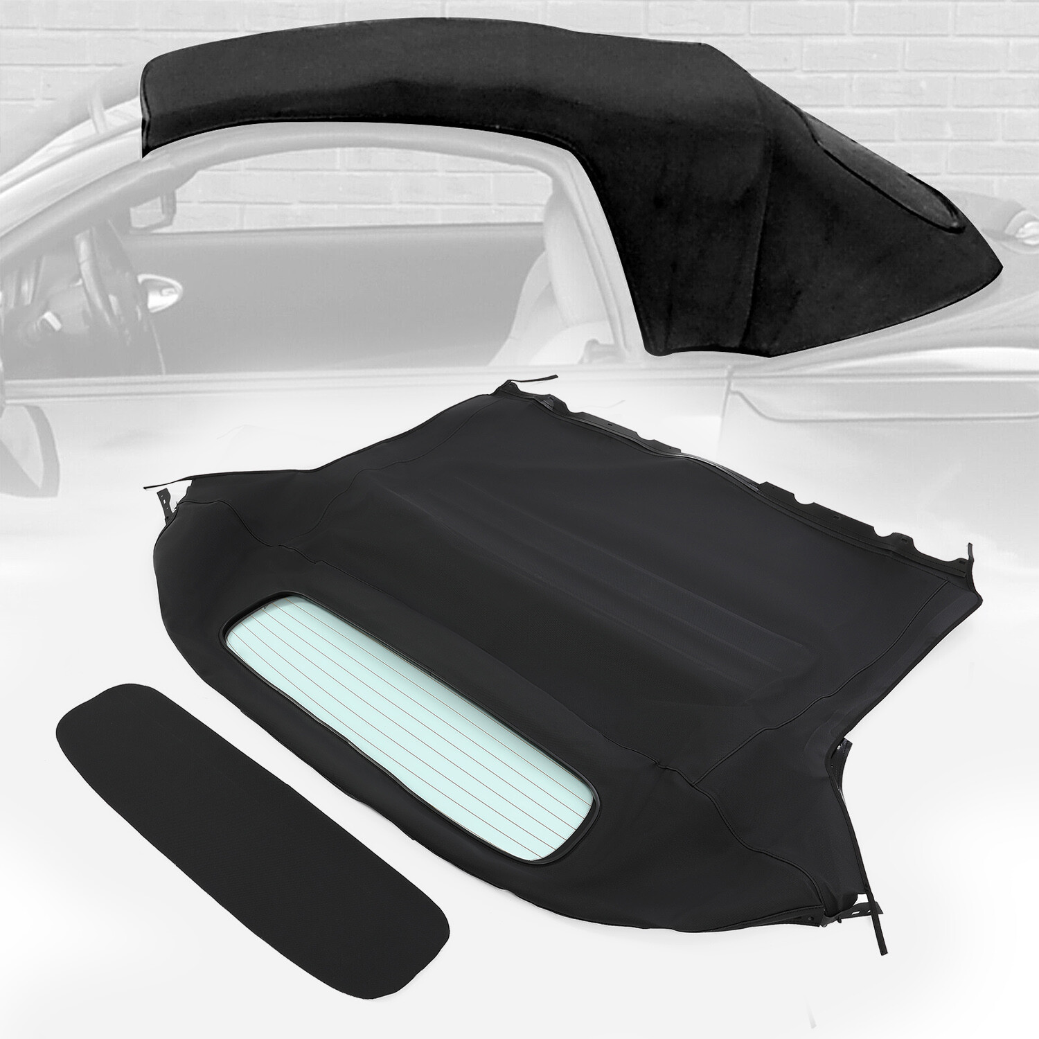 KOJEM For Nissan 350Z 2003-2009 Black Convertible Soft Top &Heated Glass Window