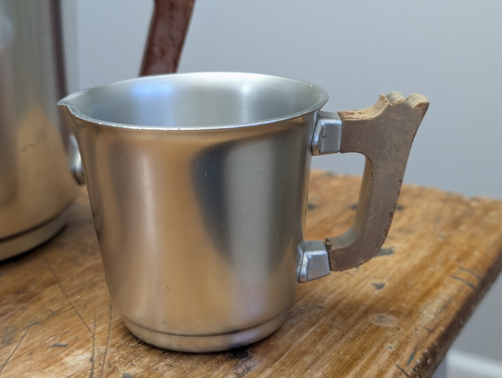 Vintage Aluminum Art Deco Wood Handles MCM Kensington Tea Coffee Set