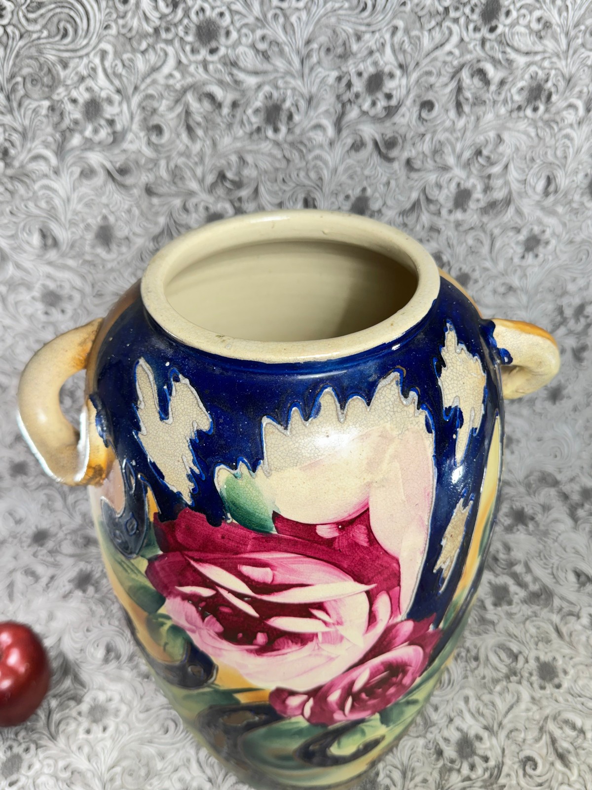 Antique Vase Earthenware Art Pottery Urn HUGE 16" Unmarked Italy Majolica