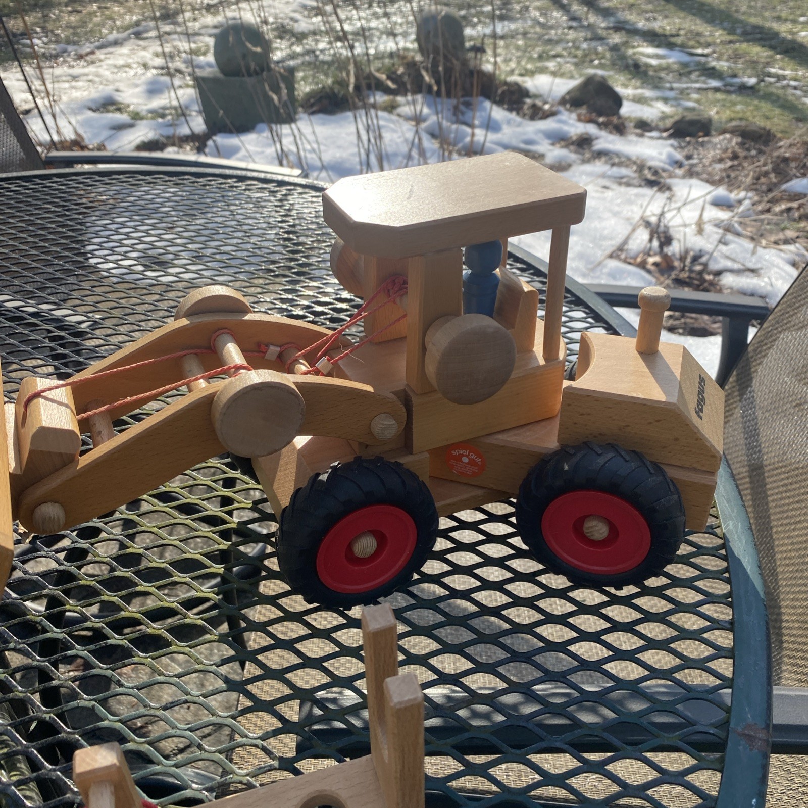 Vintage Fagus Early Production Front Loader w/Cab & Lifting Fork And Blue Guy