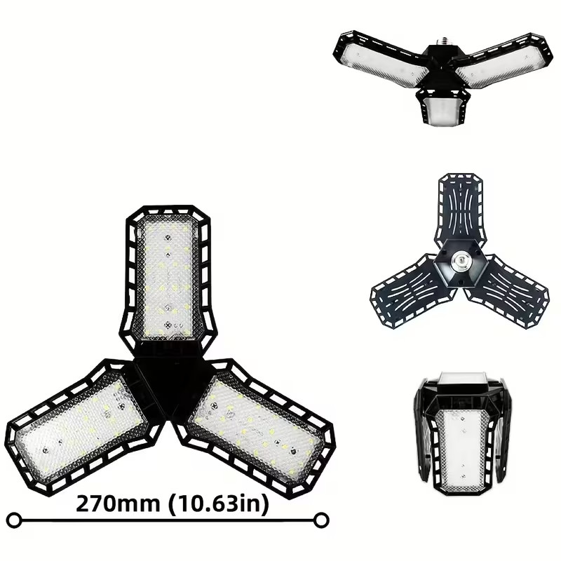 80W LED Garage Shop Light Bulb  Adjustable Panel E26 Screw Socket Deformable