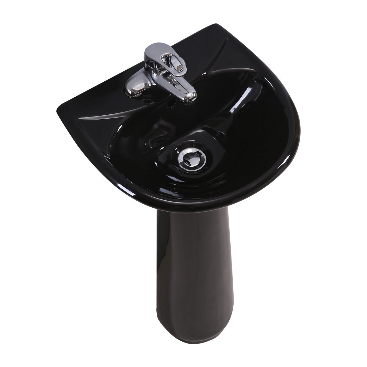 Renovators Supply Black Bathroom Pedestal Sink 4" Centers with Overflow