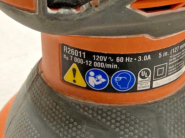 RIDGID R26011, 5 Inch, 120V Corded Random Orbit Sander