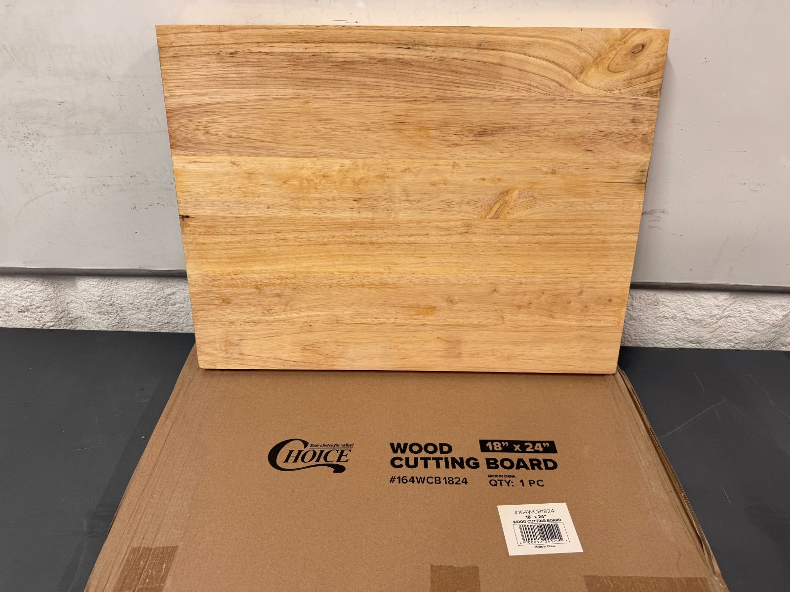 Winco Choice 18" x 24" x 1.75" Medium Tan Wooden Cutting Board /Prep # WCB-1824