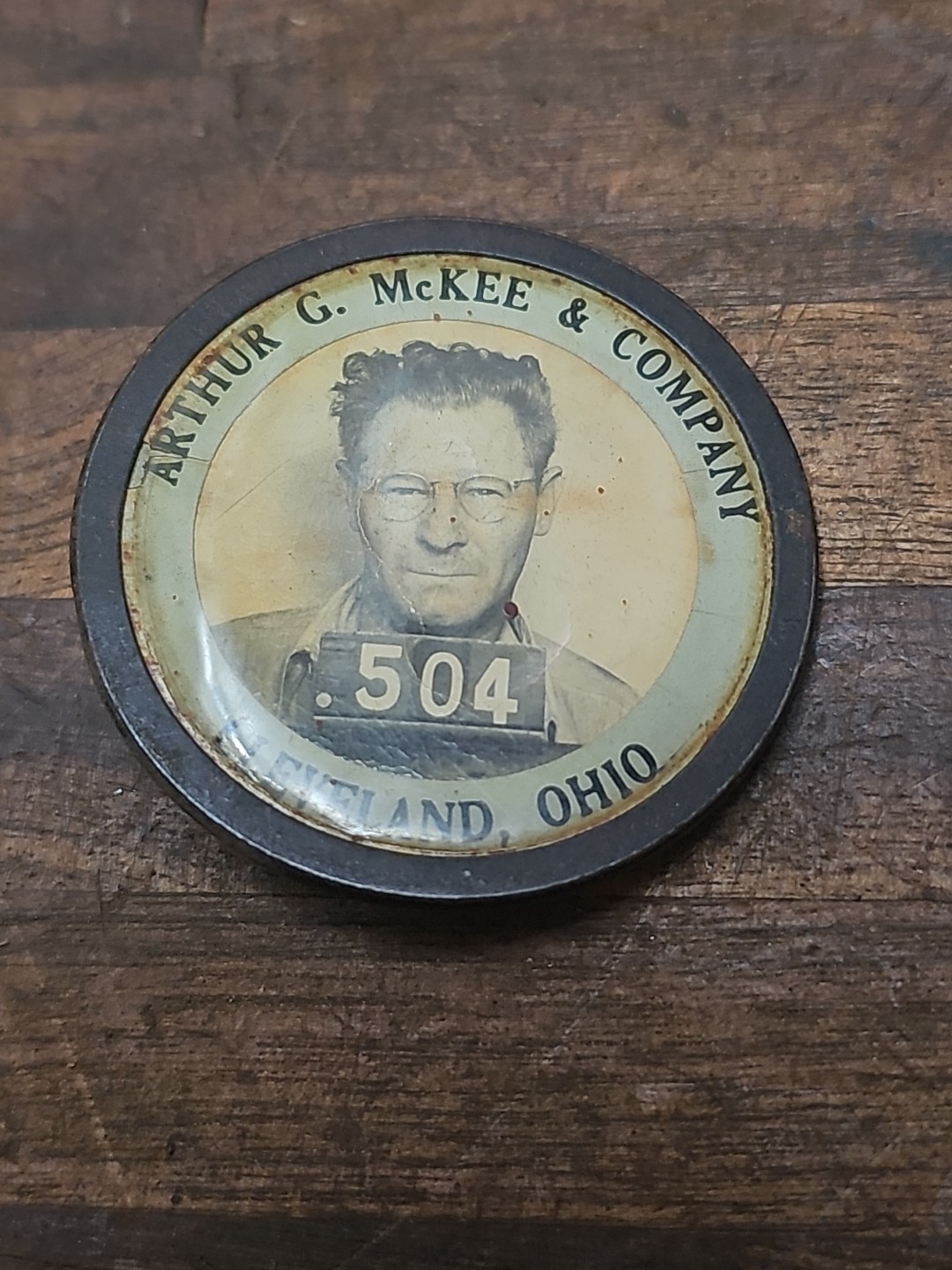 G29 - Vintage WWII Arthur G. Mckee Employee ID Badge - Walter White lookalike