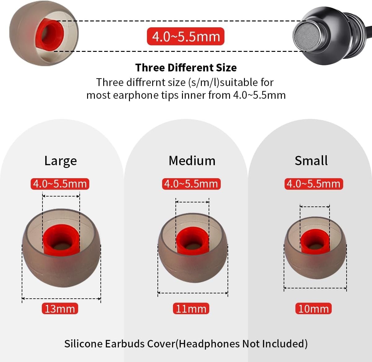 60PCS Earbuds Replacement Tips Silicone, Ear Bud Replacement Pieces Silicone, So