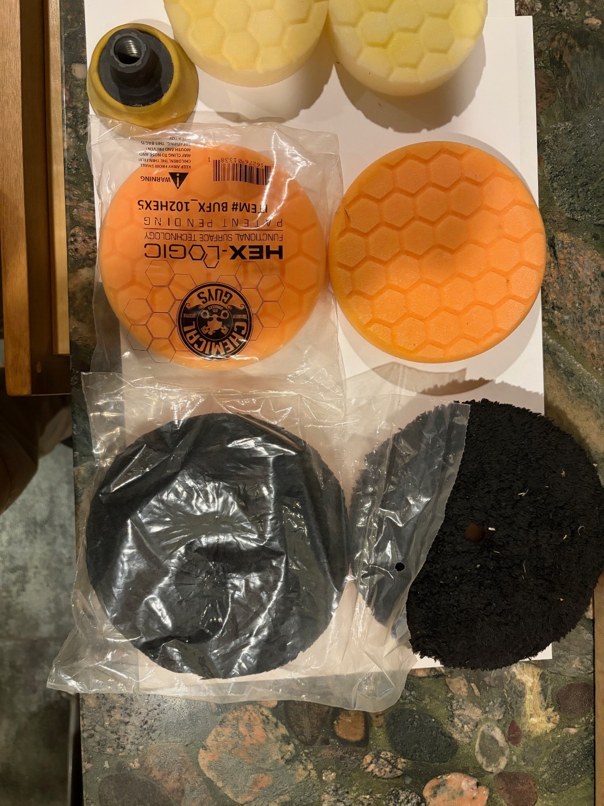 Chemical Guys Hex-Logic Buffing Pads Lot 4” 5.5” 6.5” + Adapter