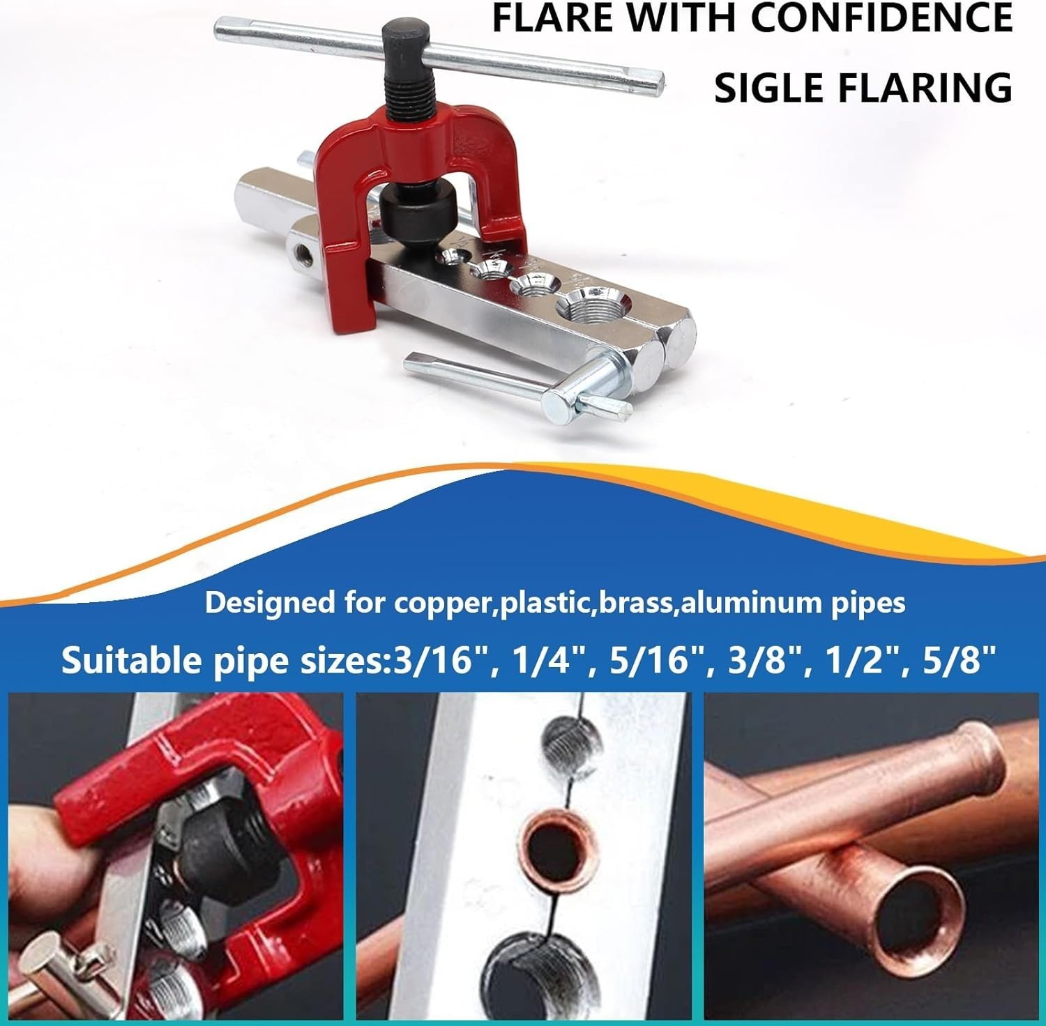 25Ft 3/16" Copper Coated Brake Line Kit + Single Flaring Tool Kit + 20 Fittings