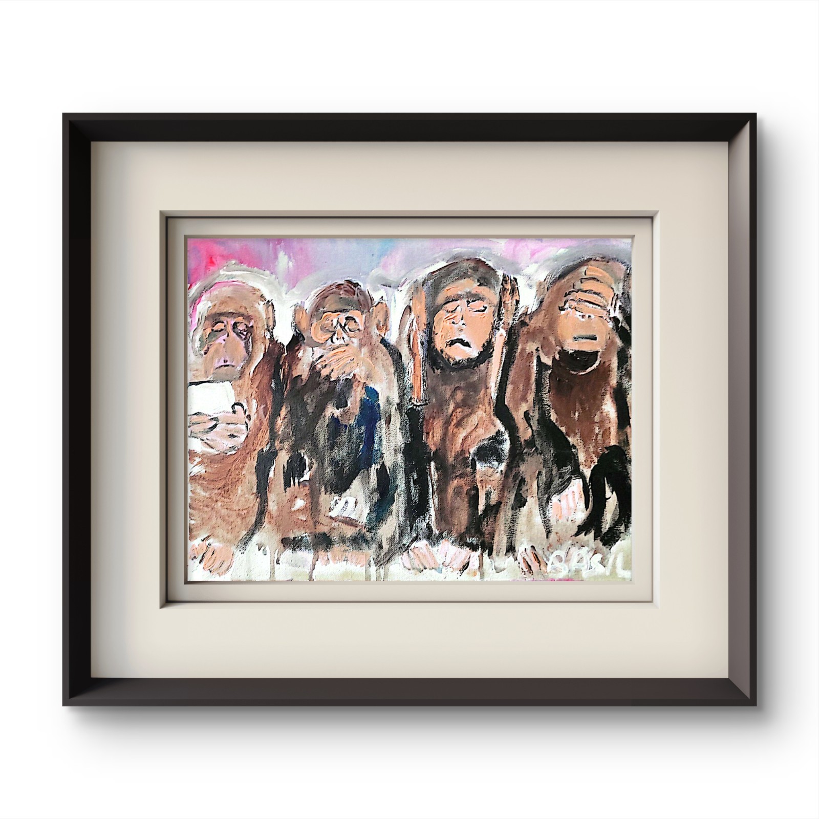 Monkeys Of Social Media Cringe Unique Abstract Expressionism Art Canvas 11x14