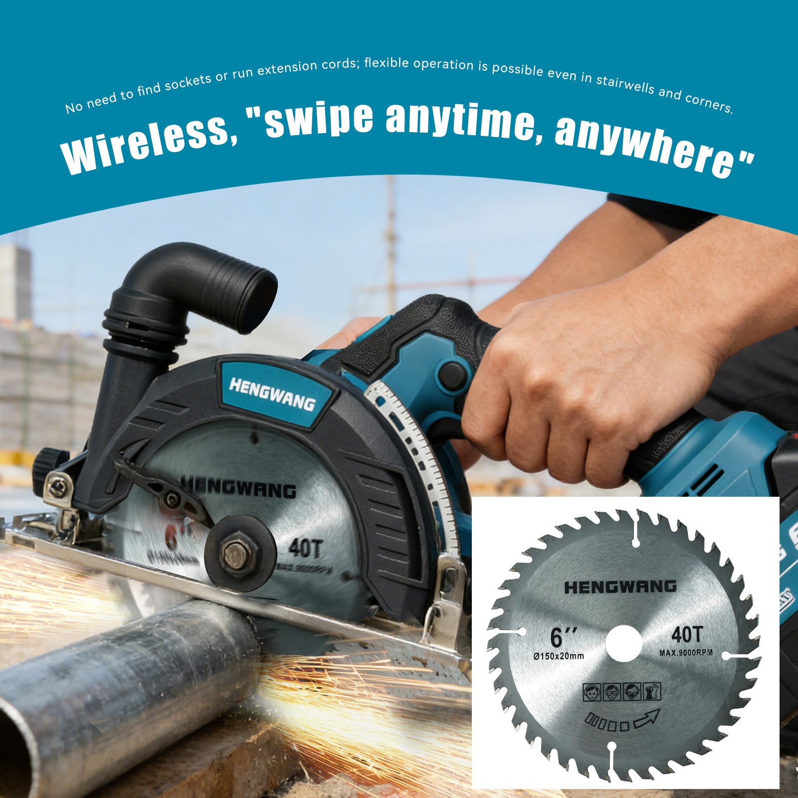 21V 6-1/2 inch Cordless Circular Saw with Two Batteries Two saw blades brand new
