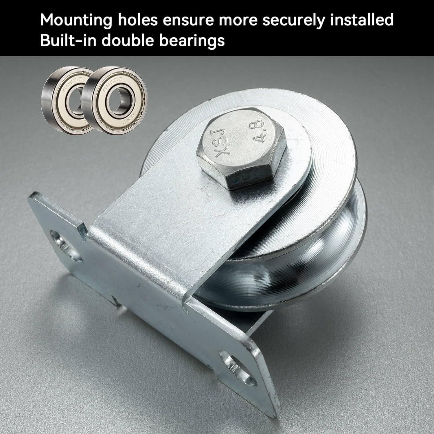 48Mm Cable Pulley Wheel Wall Mount, with Ball Bearings for Wire Rope, for Pulley