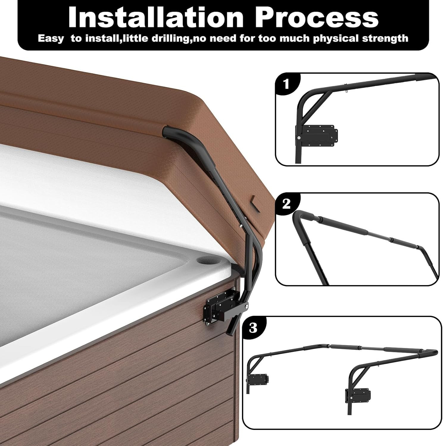 Spa Cover Lift Top Mount Spa & Hot Tub Cover Lift Removal System Fit for Most Sp