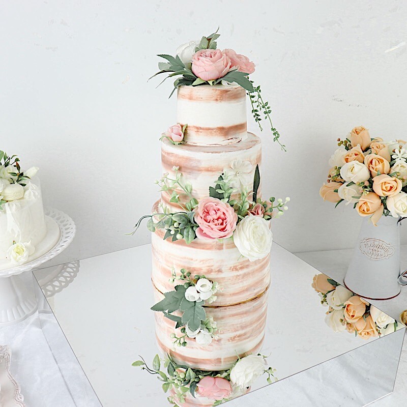 18" x 18" SILVER Acrylic Display Box CAKE STAND Pedestal Riser Party