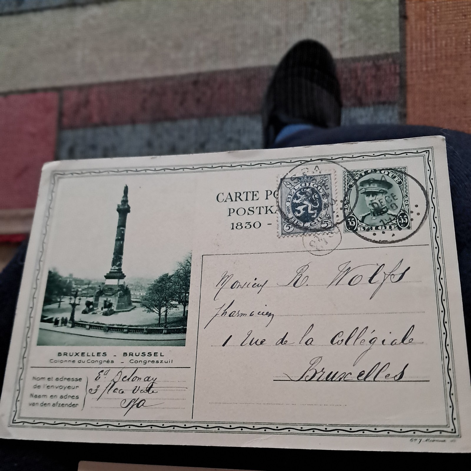 2 x BELGIUM 1930, 1944, Used Postcards