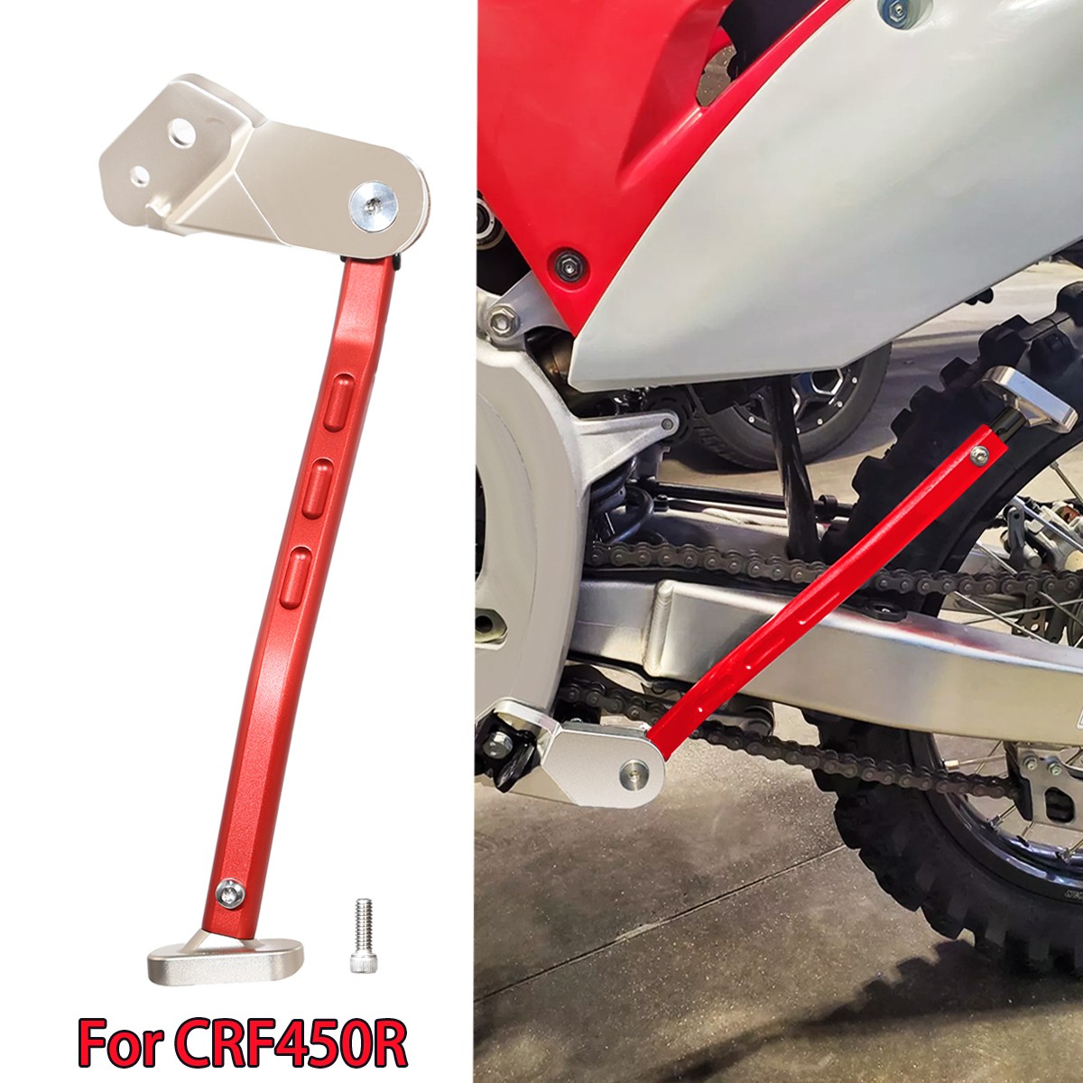Red Side Stand Add-On Kickstand Compatible For Honda 2013–2024 CRF450R