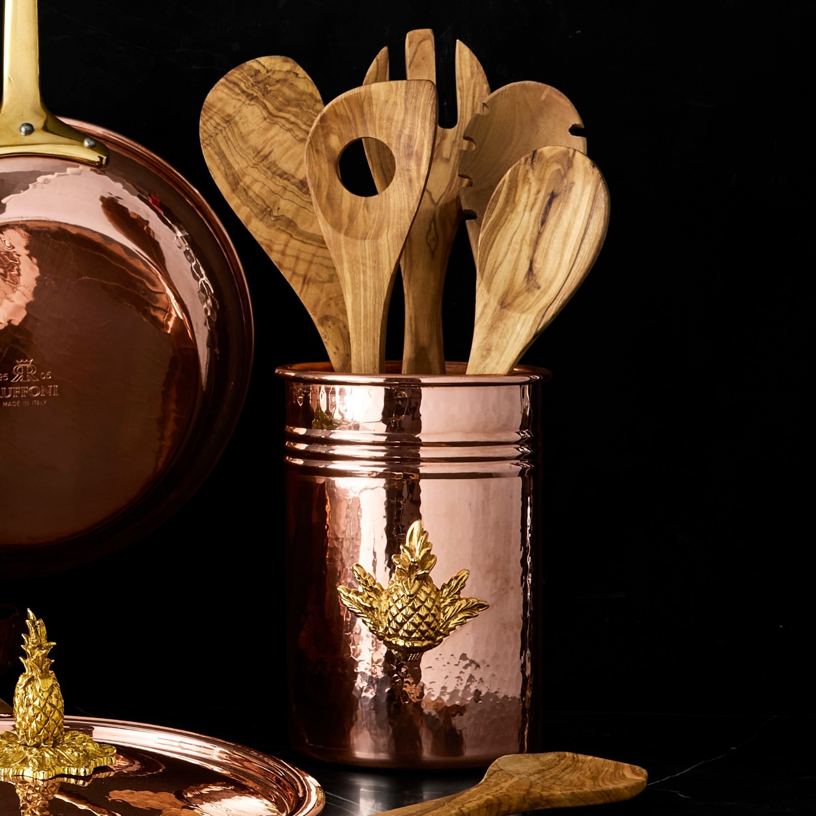 SALE OFF Ruffoni Historia Hammered Copper 14-Piece Cookware Set Pineapple Knob