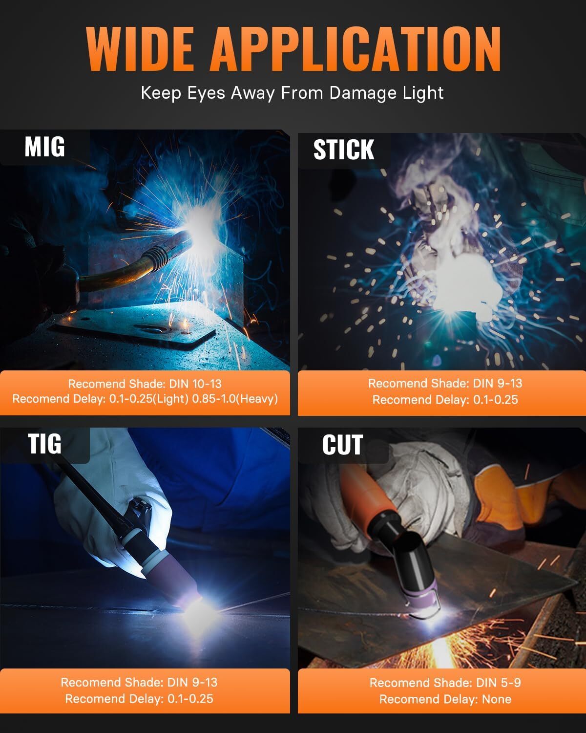 True Color Welding Helmet Large View Solar Auto Darkening Mig Grinding Mask Red