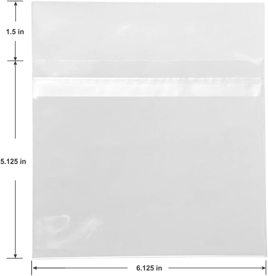 CD Jewel Case Sleeves, 6 1/8 x 5 Inches 6.125 x 5.125 inches, clear