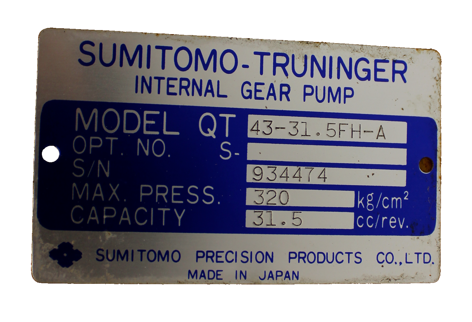 Sumitomo-Truninger 43-31.5FH-A Internal Gear Pump