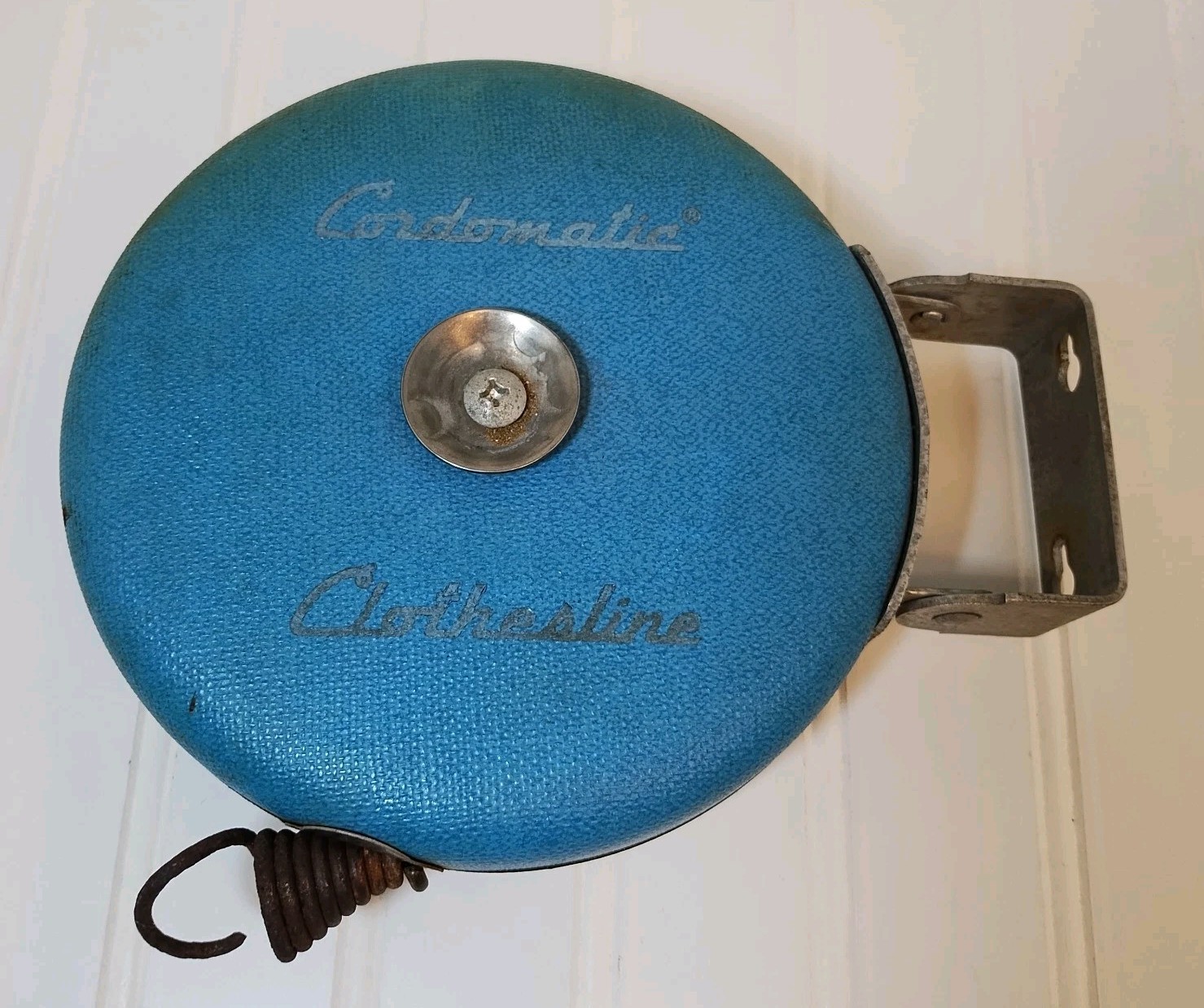 Vintage Cordomatic Automatic Retractable Clothesline Reel 40' Blue Tested