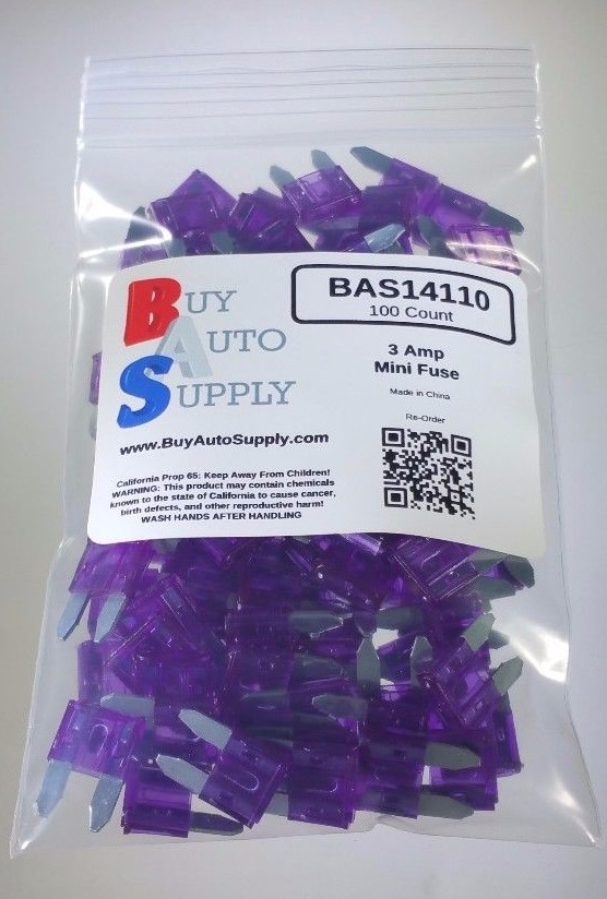 100 Pack ATM 3 Amp Mini Blade Style Fuse 3A Automotive Car Truck 3Amp *US Seller