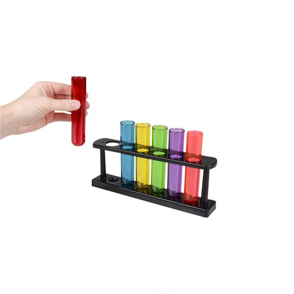 6 Plastic Shot Glasses Test Tube Bar Shatter Proof Rack Stand Holder Party Set