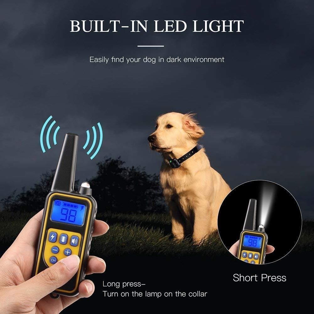 Dog Shock Training Collar Rechargeable Remote Control Waterproof IP67 875 Yards