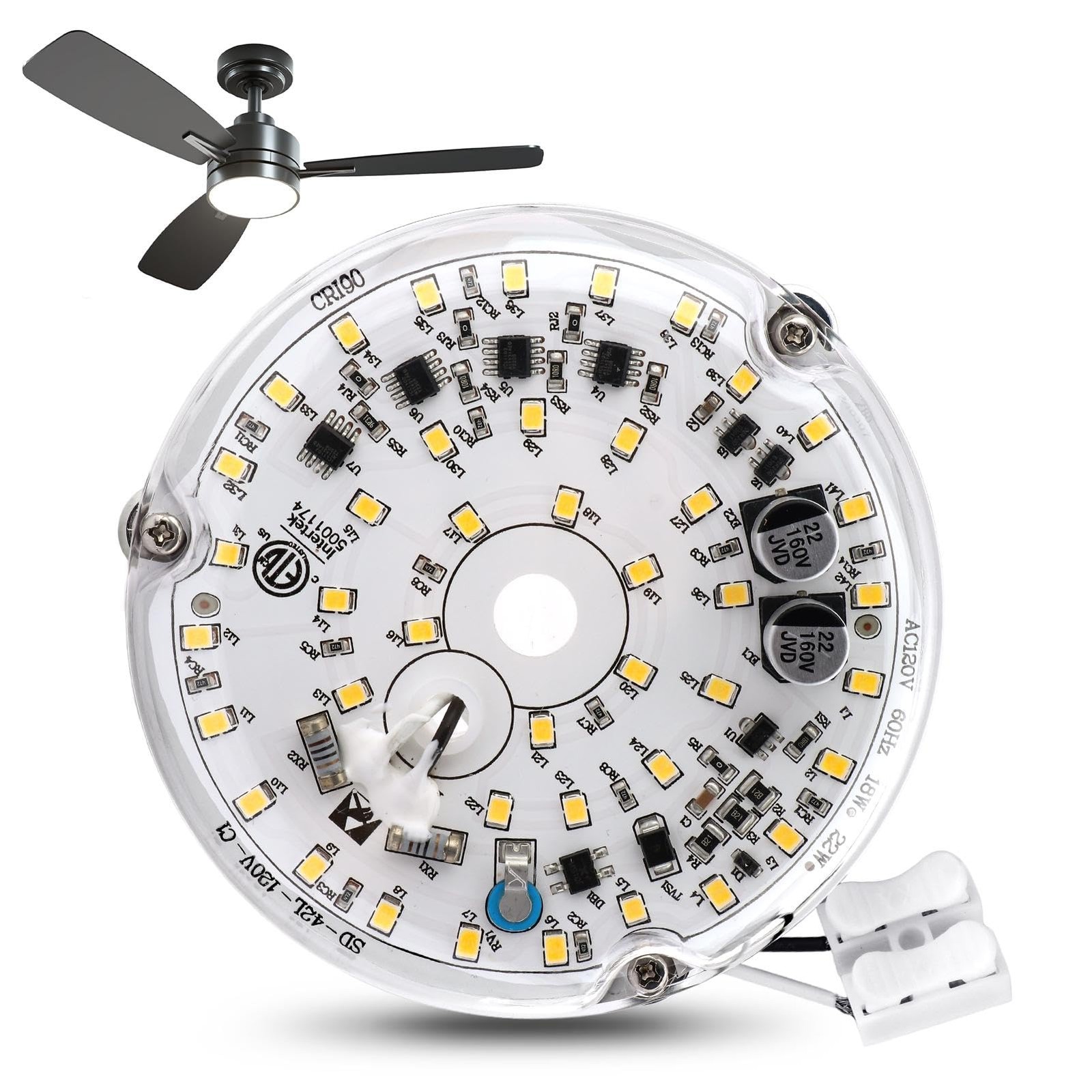 4 Inch Ceiling Fan LED Light Replacement 6000K, 18W LED Retrofit Kit