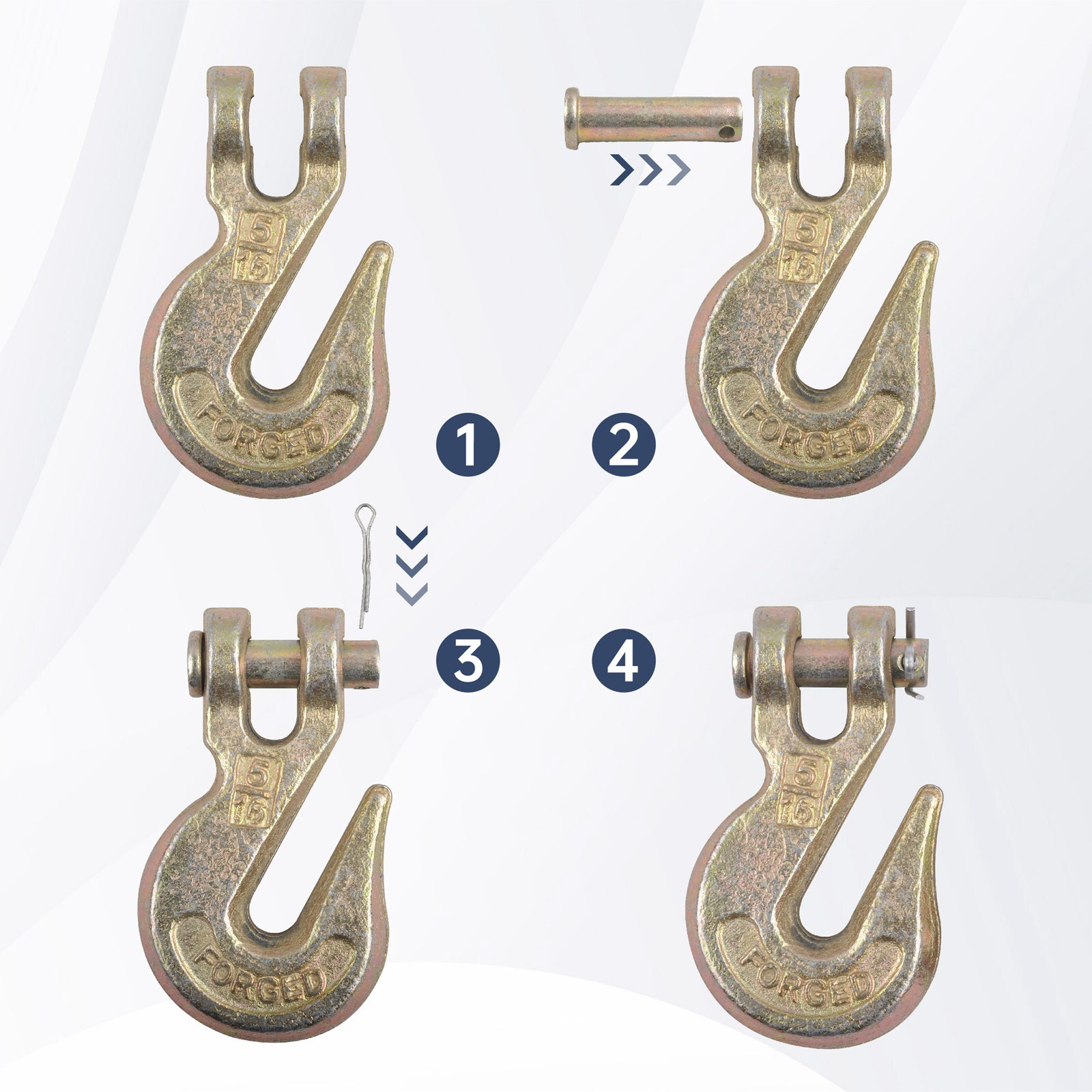 10 Pack G70 5/16" Clevis Grab Hook Tow Chain Hook Flatbed Truck Trailer Tie Down