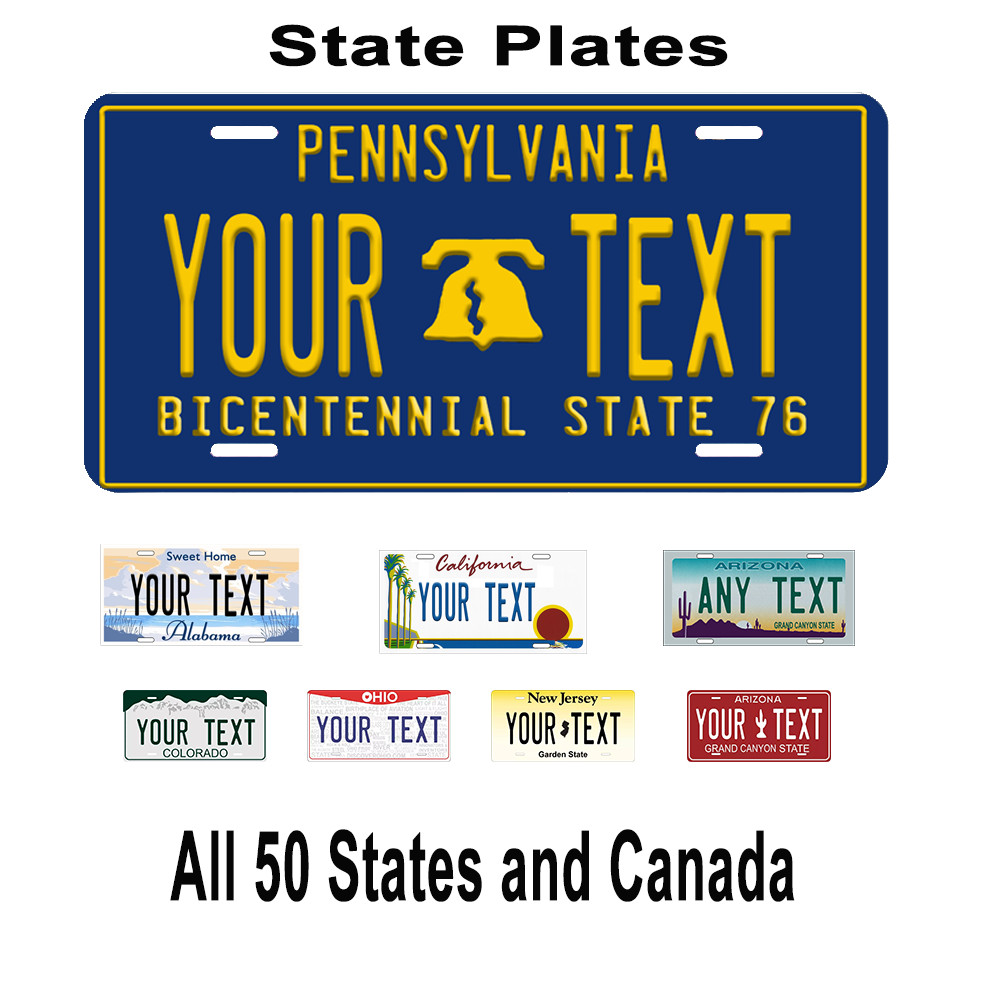 Any State License Plate Personalized With Your Text Car Novelty Plate Custom